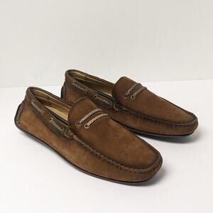 Massimo Matteo Rope Driver Loafers, Tan Nubuck, Mens 7.5 M